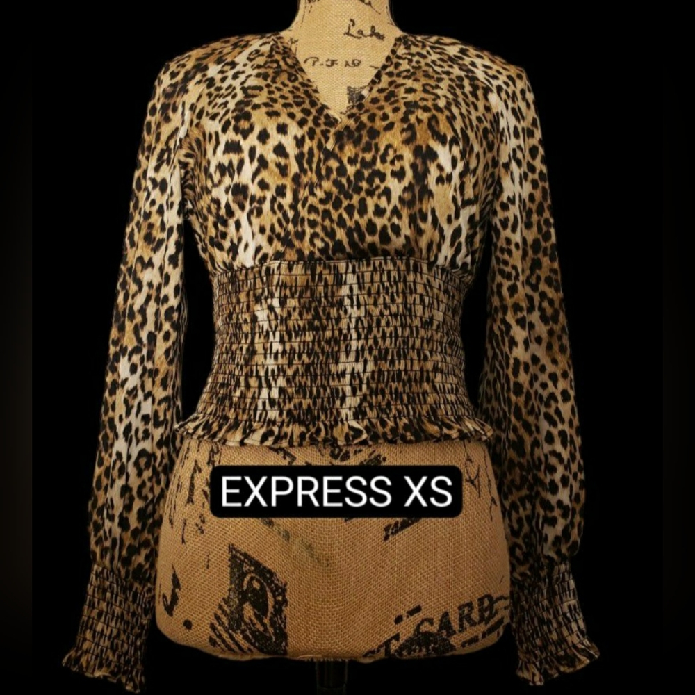 EXPRESS Size XS Leopard Animal Print Pullover Blouse- NWOT
